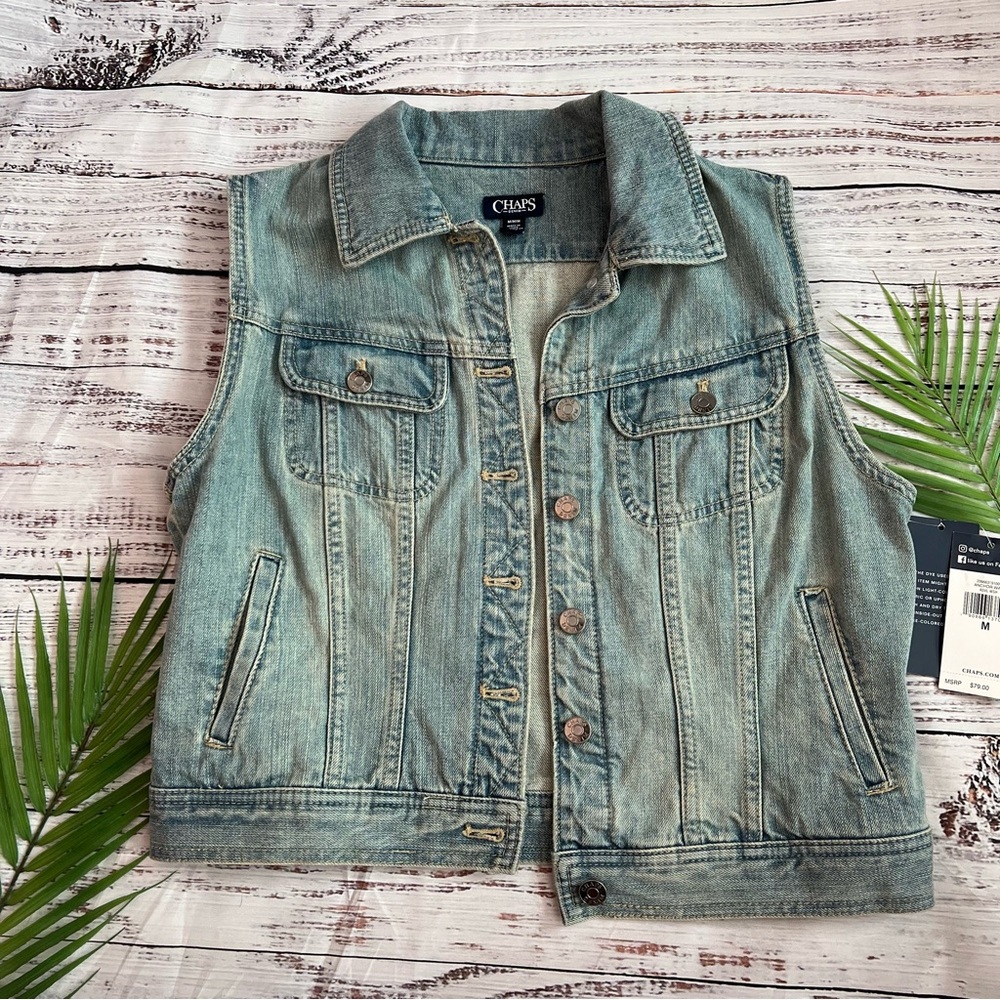 Chaps Anchor Way Denim Blue Vest